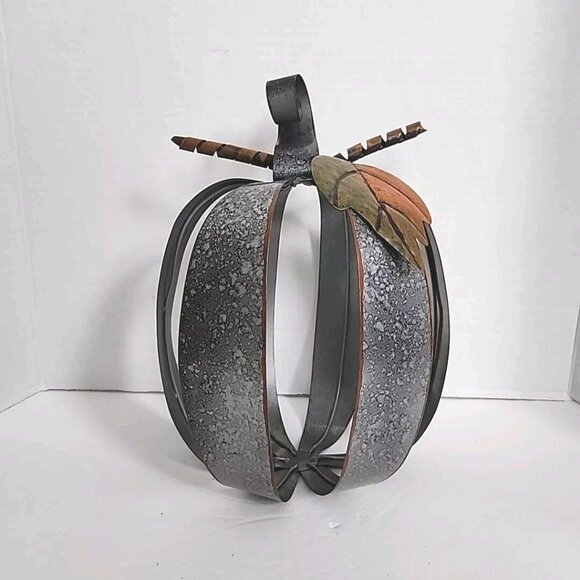 Metal Pumpkin Fall Decor Hammered Galvanized Sheet Thanksgiving Industrial 10" - Picture 13 of 13